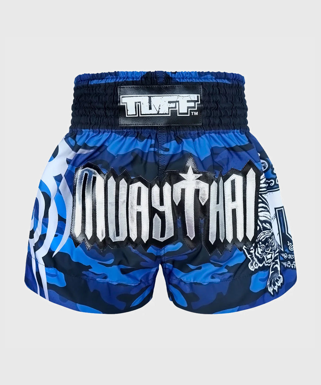 Tuff Blue Military Camouflage Pantaloncini da Muay Thai - Blu/Nero