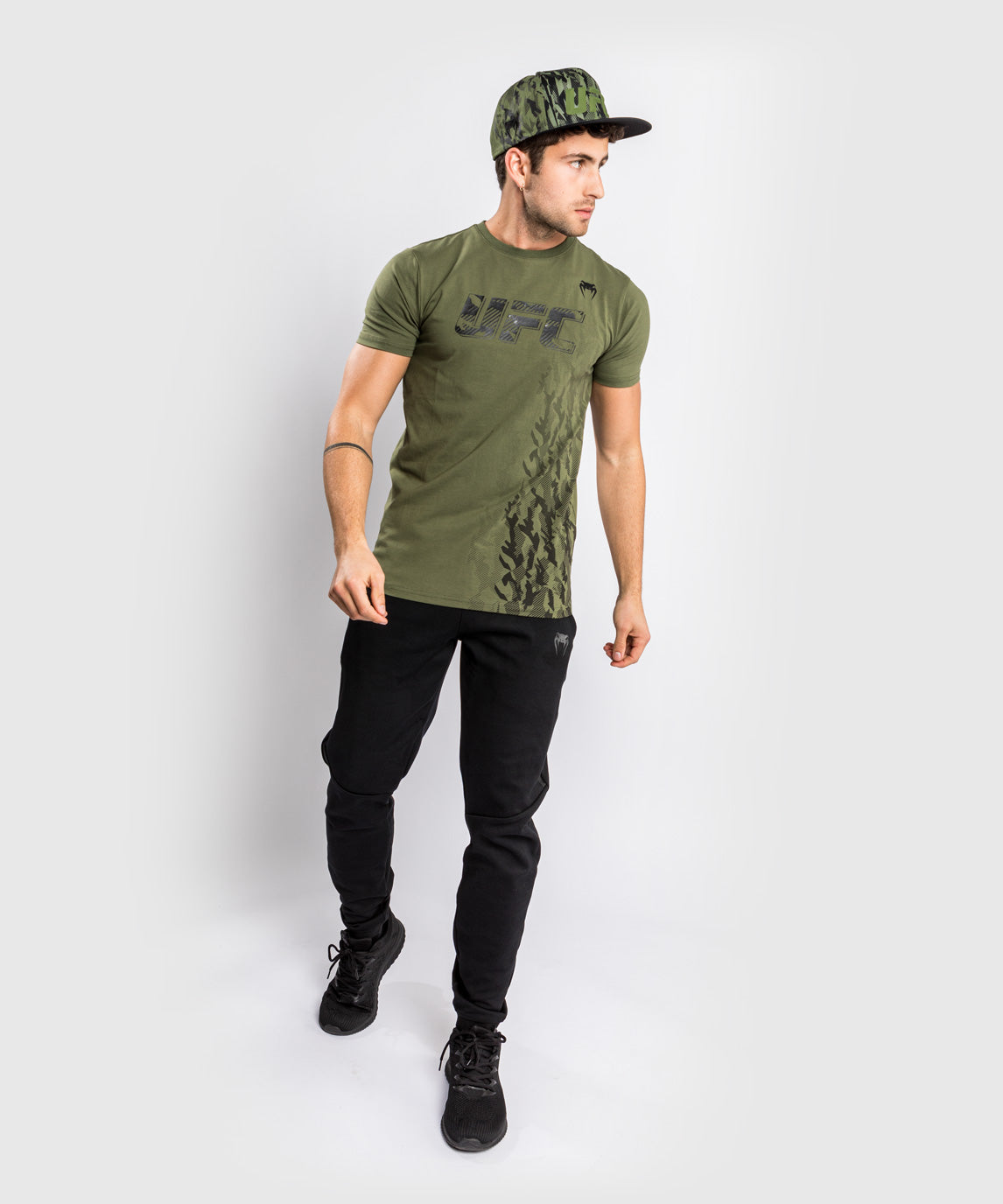 UFC Men's Short Sleeve Cotton T-Shirt Venum Authentic Fight Week - Khaki