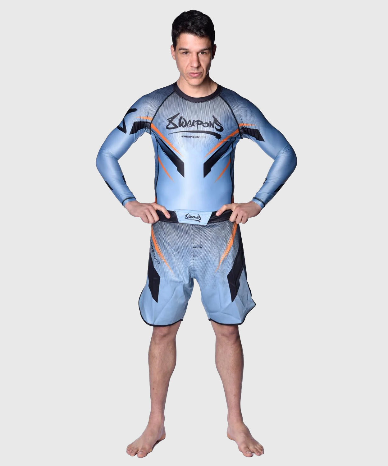 8 Weapons Shift Long Sleeve Rashguard - Blue/Black/Orange