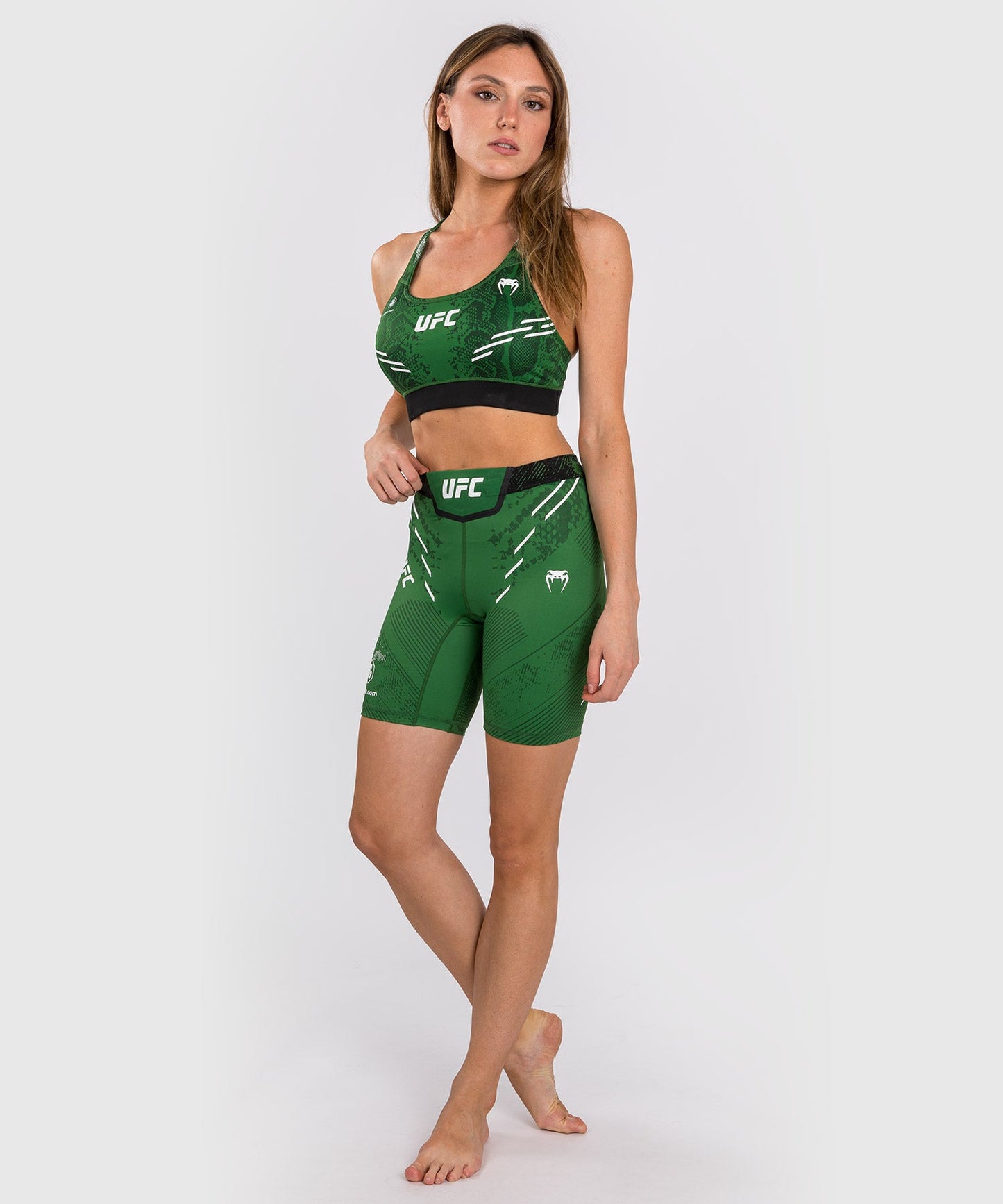 UFC Women's Long Fit Compression Short Adrenaline by Venum Authentic Fight Night - Green