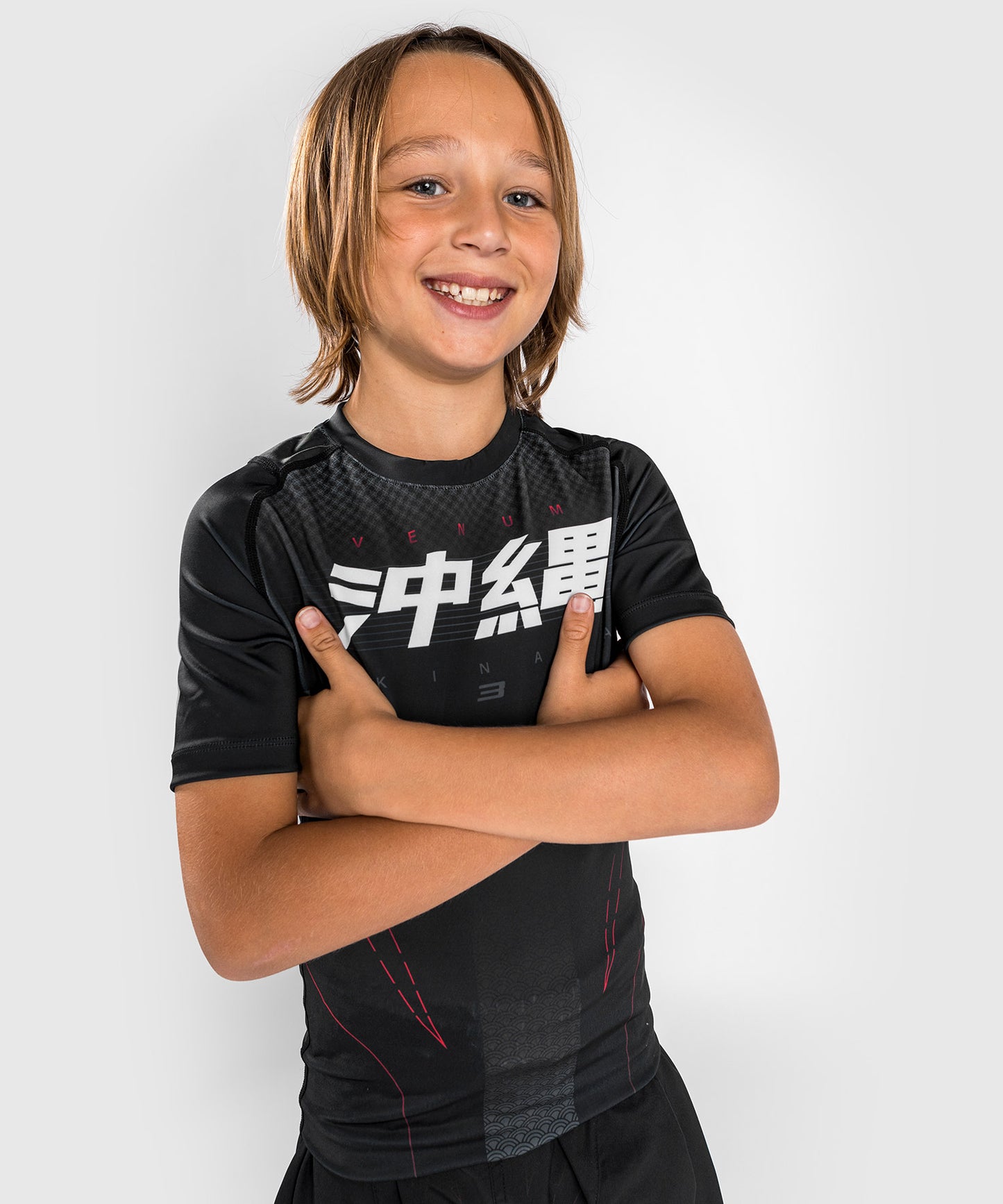 Rashguard Venum Okinawa 3.0 - Short Sleeve - For Kids - Black/Red