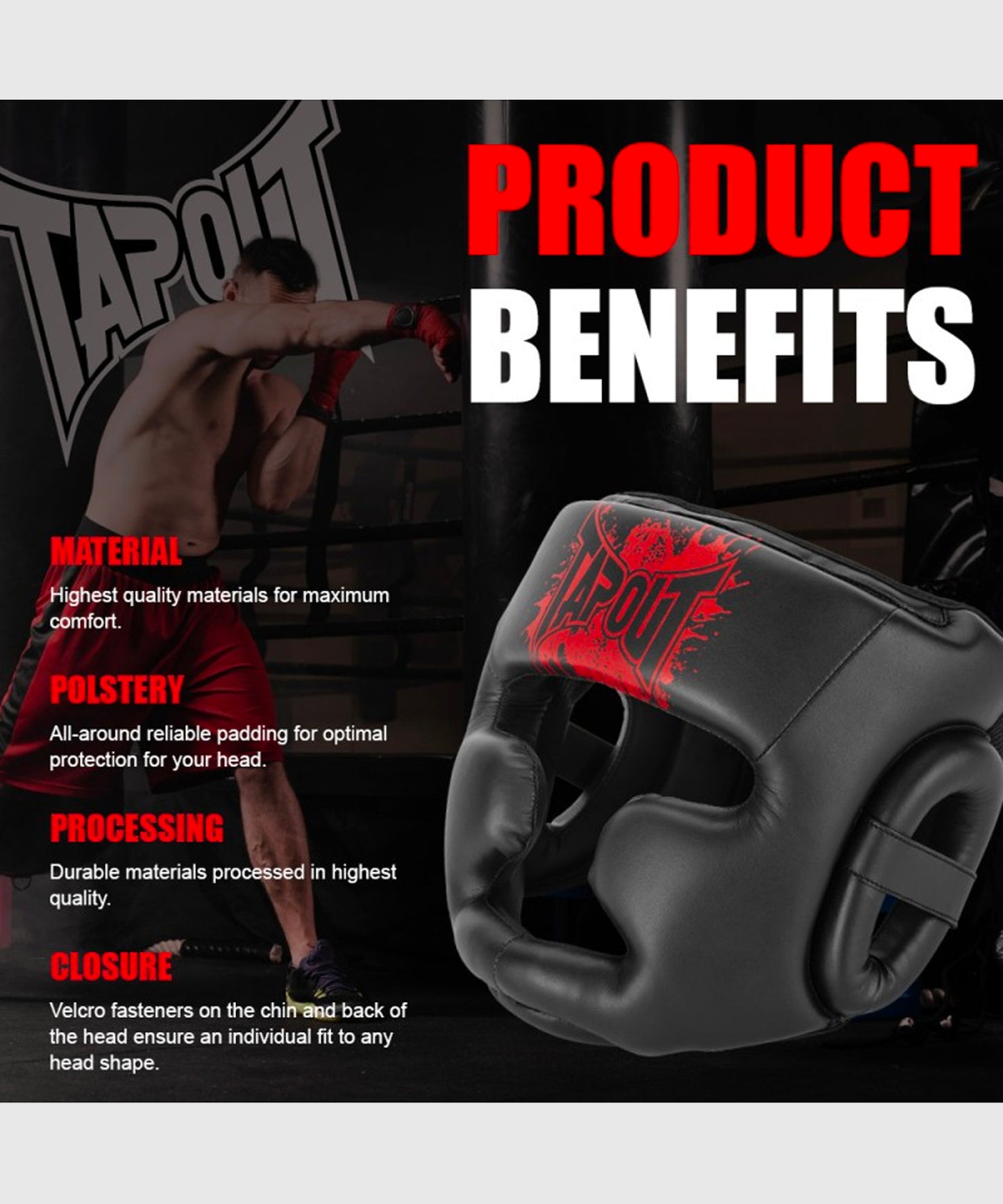 Tapout Boxing Helmet - Black/Red