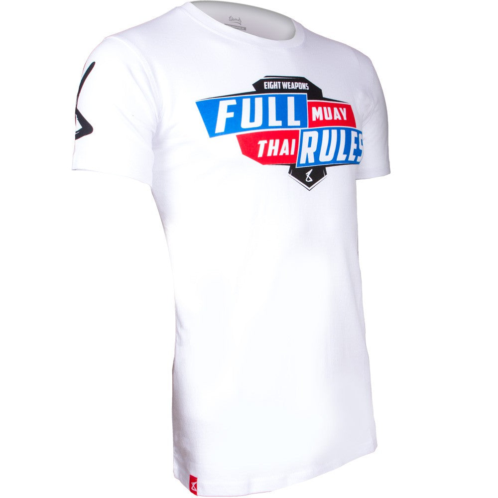 T-shirt Short de Muay Thai 8 Weapons Full Rules - Blanc