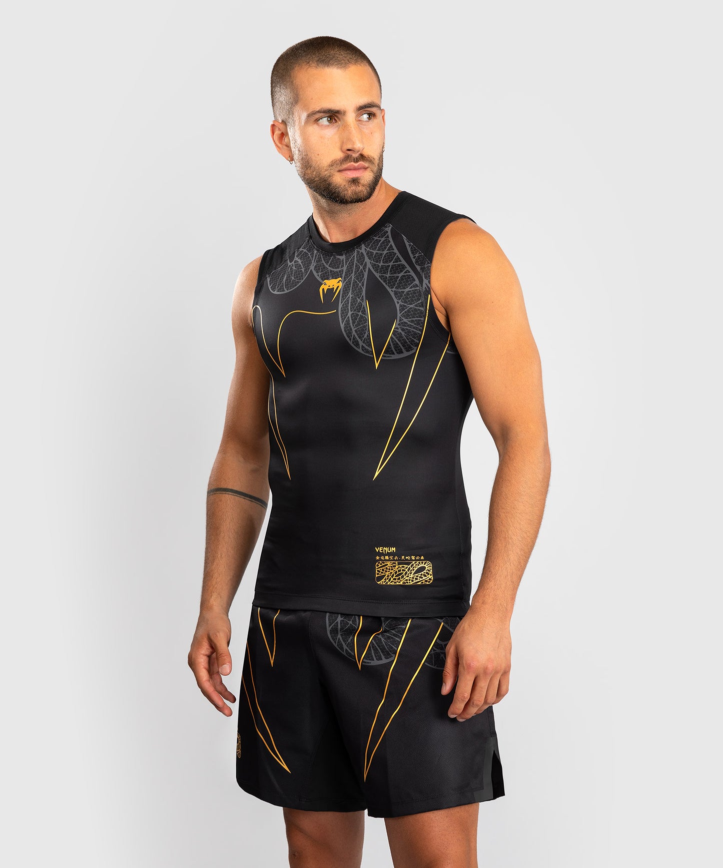 Venum Serpenti Sleeveless Rashguard - Black/Silver/Gold