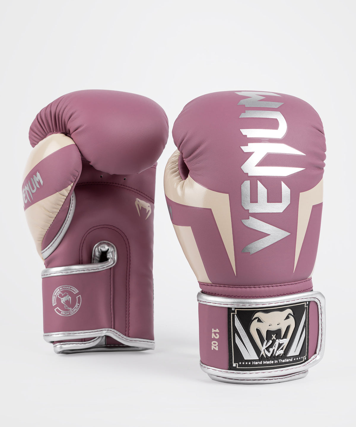 Venum Elite x Kaz Boxhandschuhe – Gedämpftes Orchidee/Silber