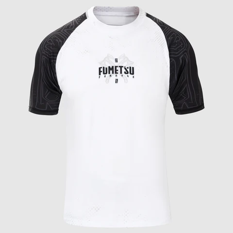Fumetsu Berserker Rashguard a Maniche Corte - Bianco/Nero