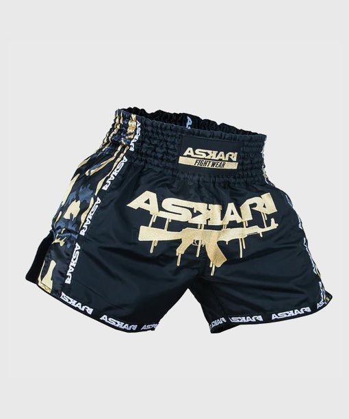 Askari Dahab Muay Thai Shorts – Black/Gold