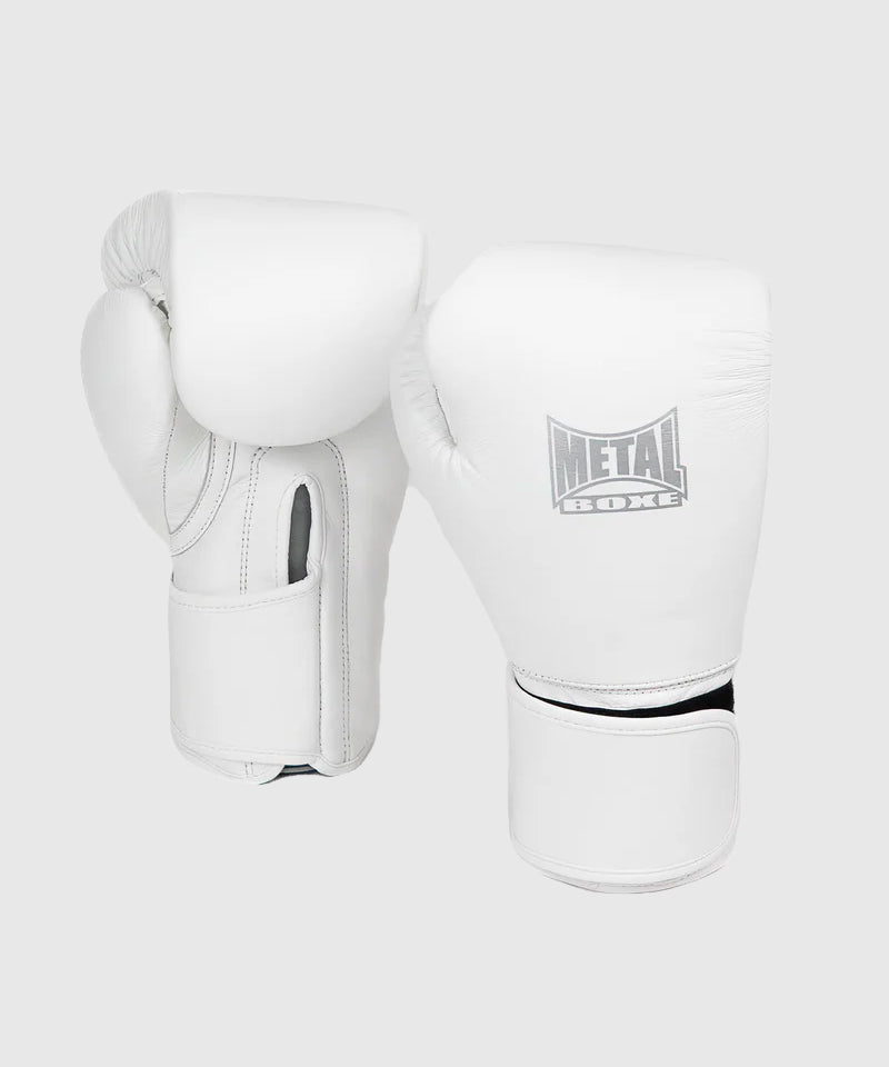 Metal Boxe Genezis Leather Boxing Gloves - White
