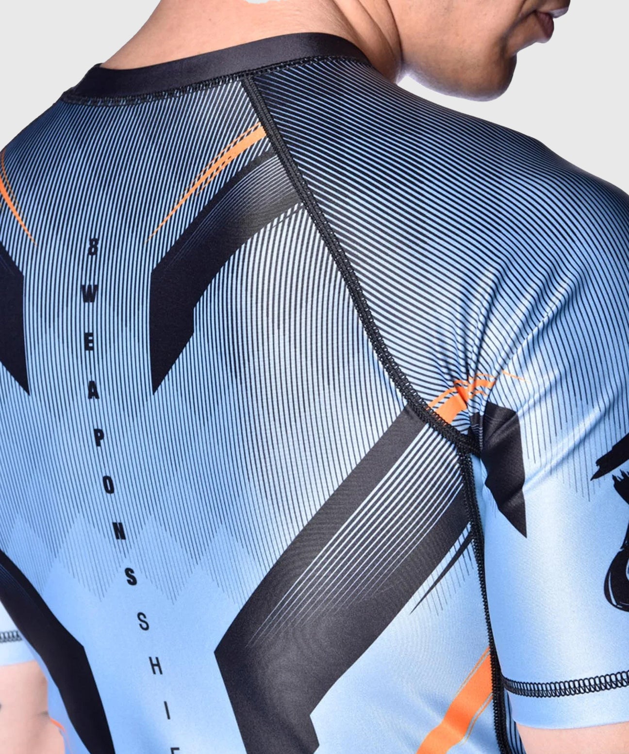 8 Weapons Shift Kurzarm-Rashguard - Blau/Schwarz/Orange