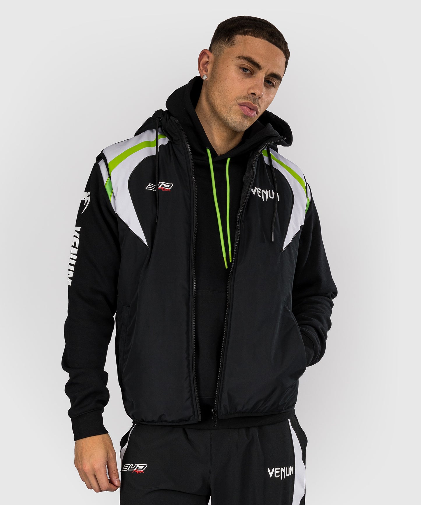 Venum x Bud Racing Men's Sleeveless Down Jacket - Black/White/Lime Green