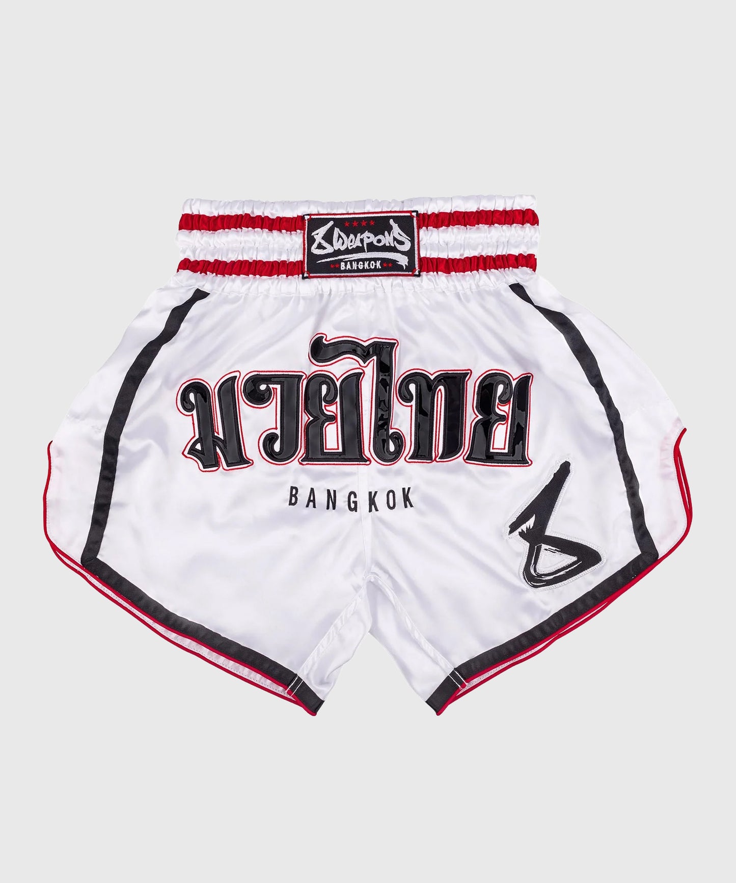 8 Weapons Bangkok Pantalones de Muay Thai - Blanco/Negro