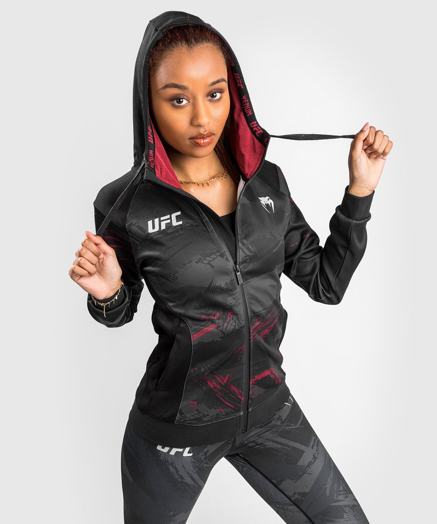 Zipped Sweatshirt UFC Venum Authentic Fight Week 2.0 - For Women - Black/Red