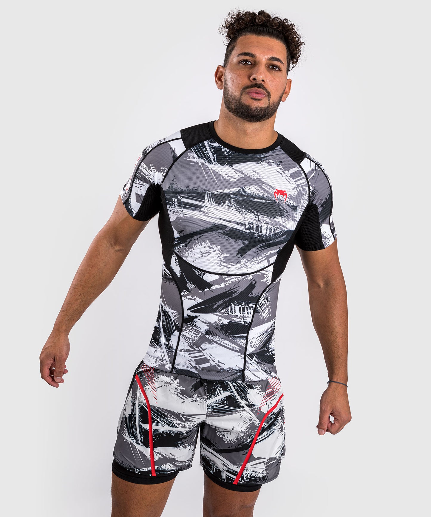 Venum Electron 3.0 Lycra Manga Corta - Gris/Rojo