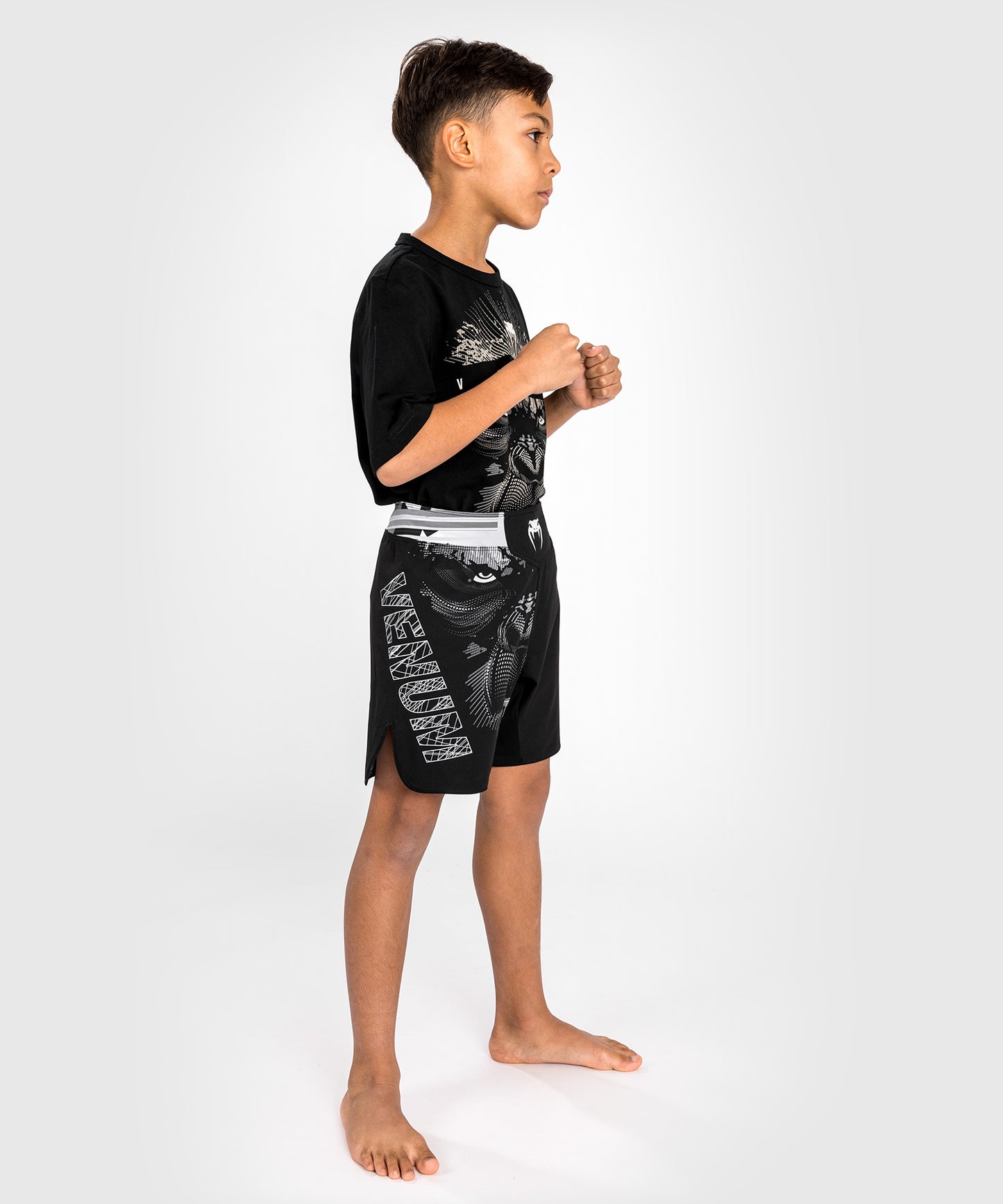 Short de combat Kids Venum Gorilla Jungle - Noir/Blanc