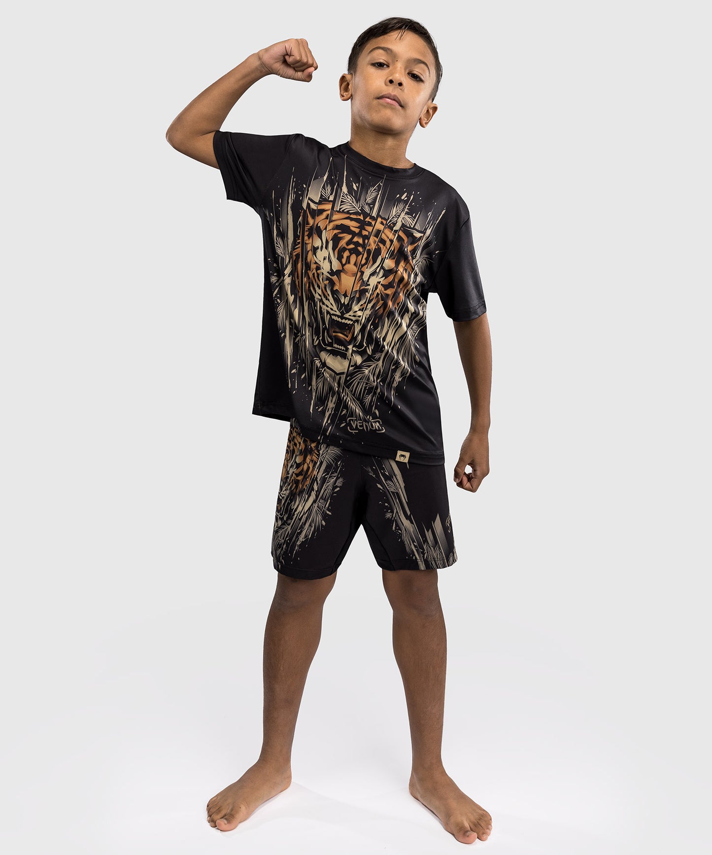 T-Shirt Dry-Tech Venum Tiger pour Enfants - Noir/Orange Néon