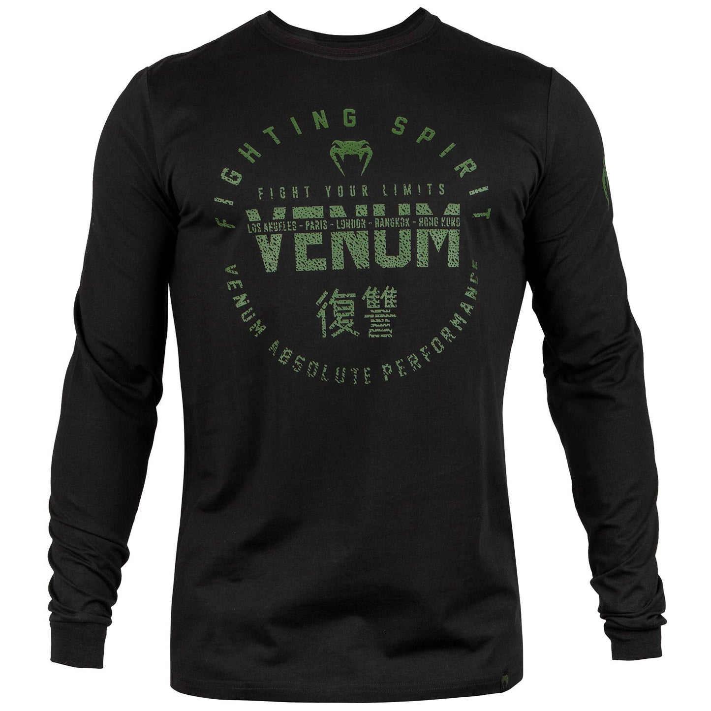 Venum Signature T-shirt - Long Sleeves - Black /Khaki - Exclusive