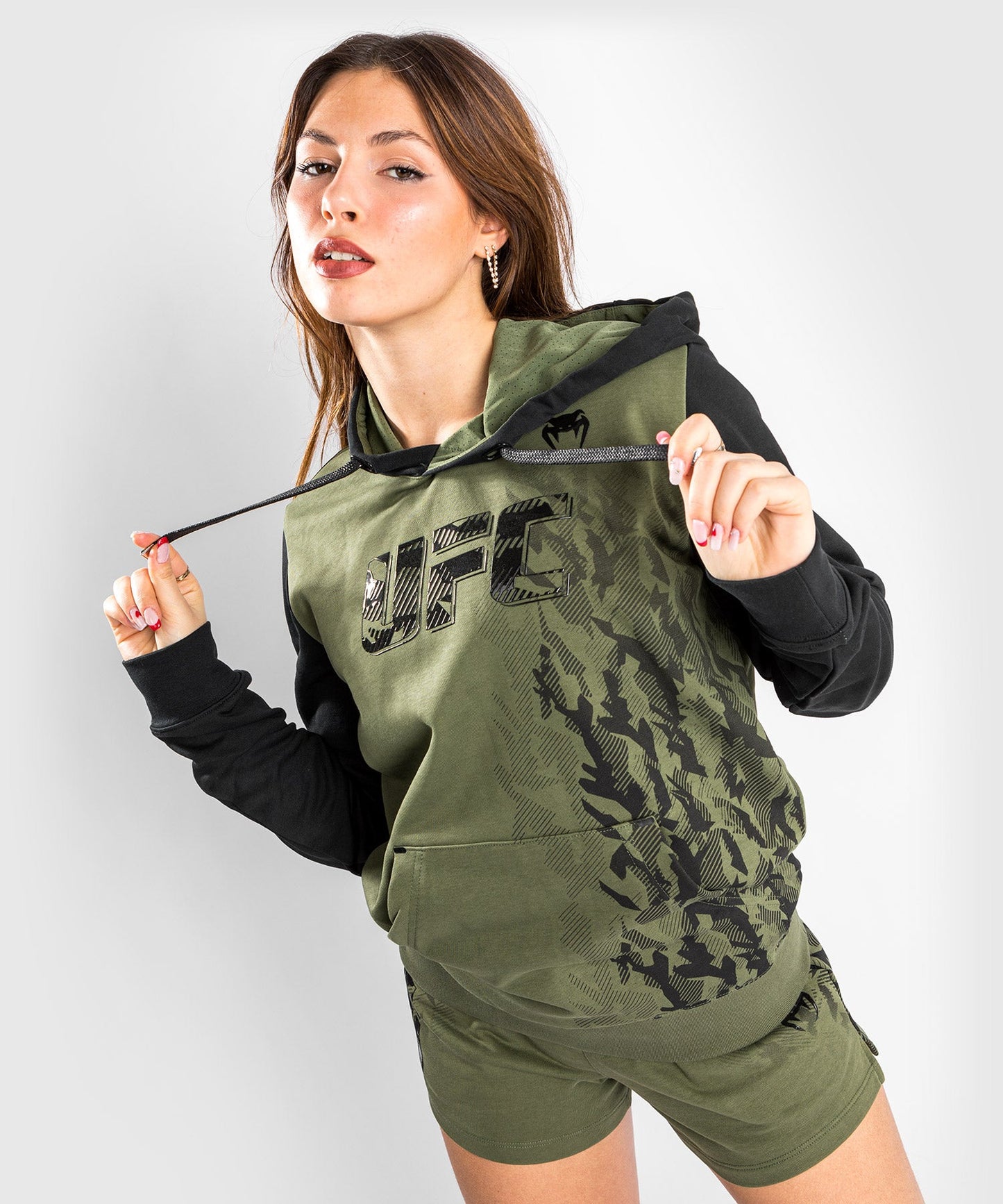 Women's UFC Hooded Sweatshirt Venum Authentic Fight Week - Khaki