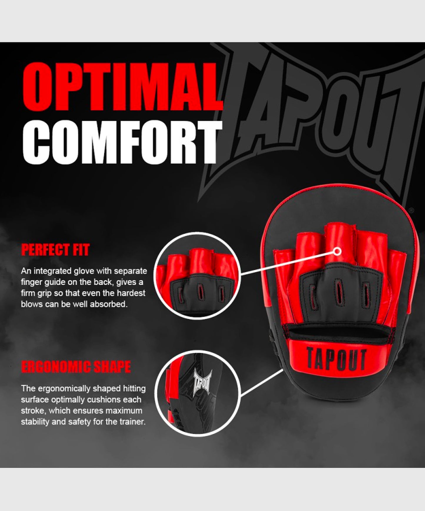Patte D'Ours Tapout Rashad Manoplas – Negro/Rojo