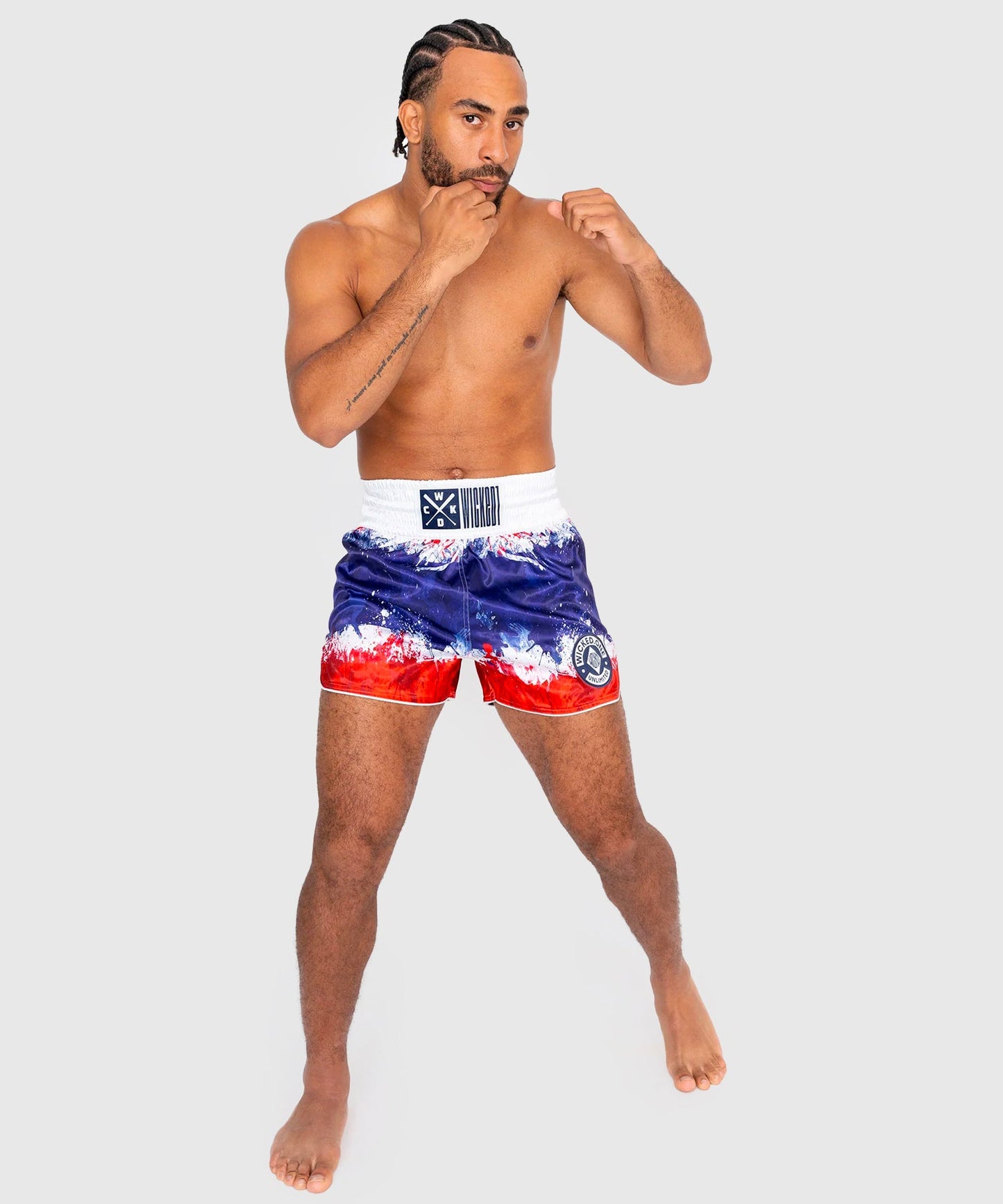 Short De Muay Thai Wicked One Thaï Flag - Blanc/Bleu/Rouge