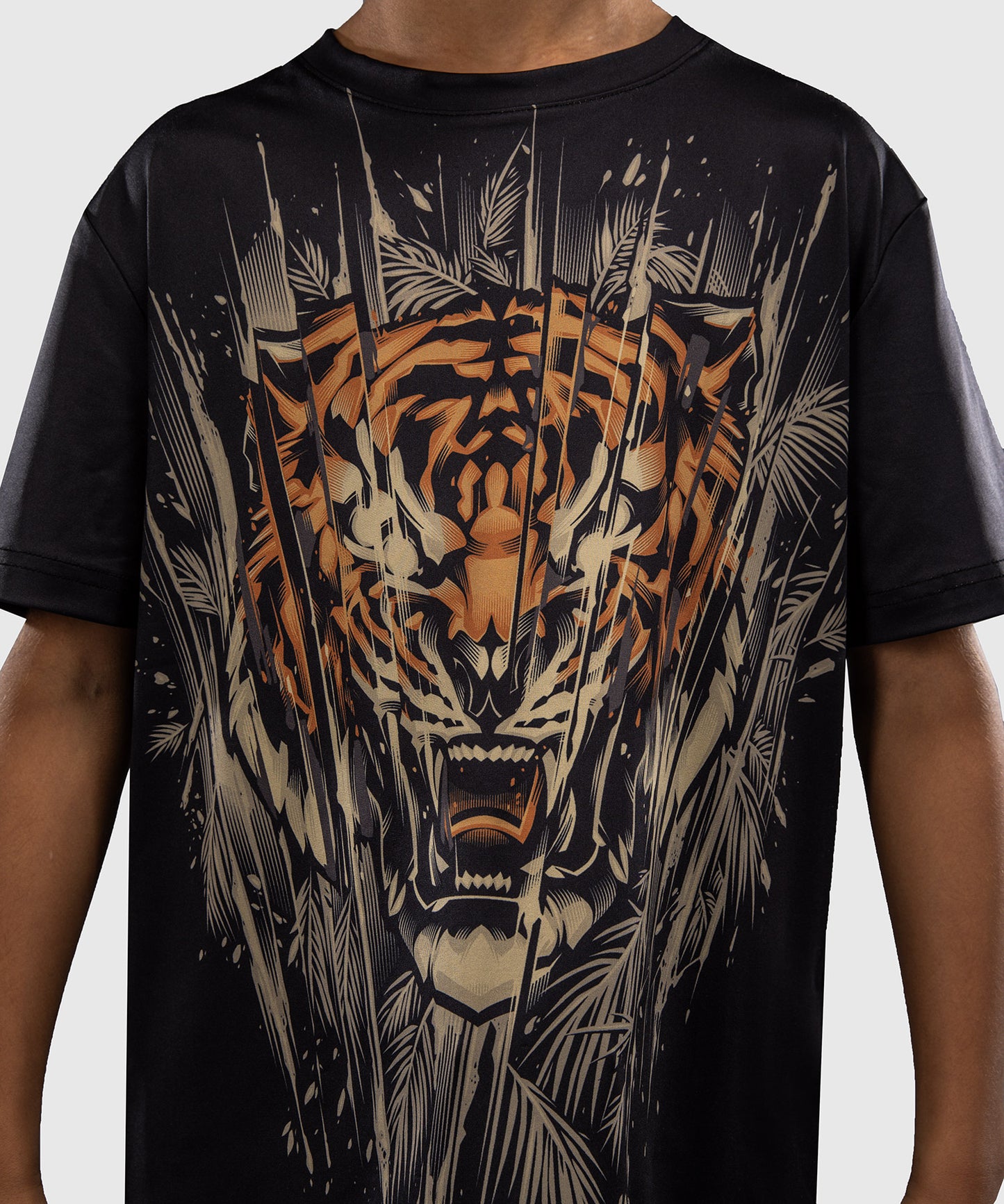 T-Shirt Dry-Tech Venum Tiger pour Enfants - Noir/Orange Néon