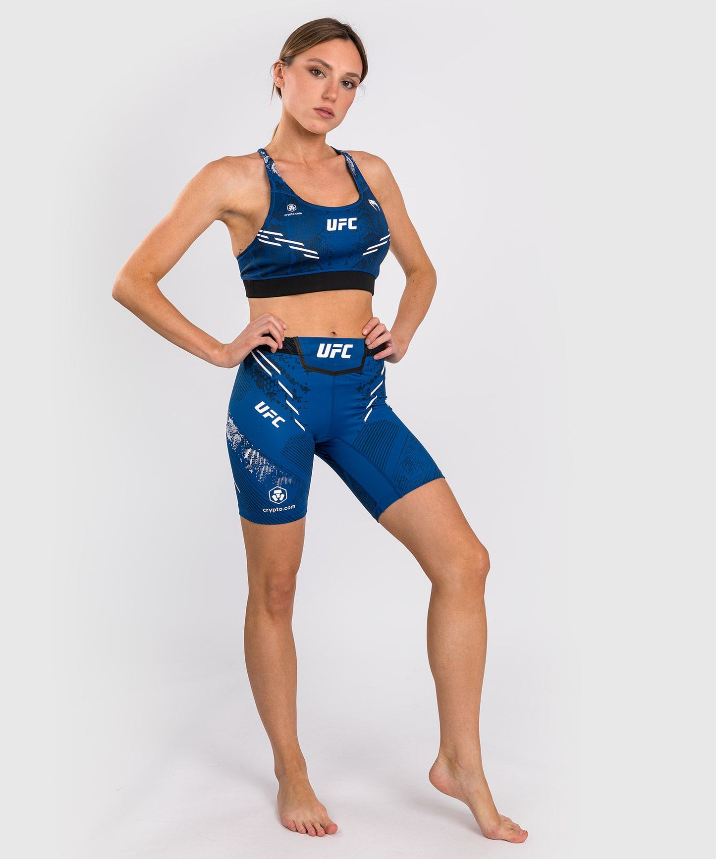UFC Women's Long Fit Compression Short Adrenaline by Venum Authentic Fight Night - Blue