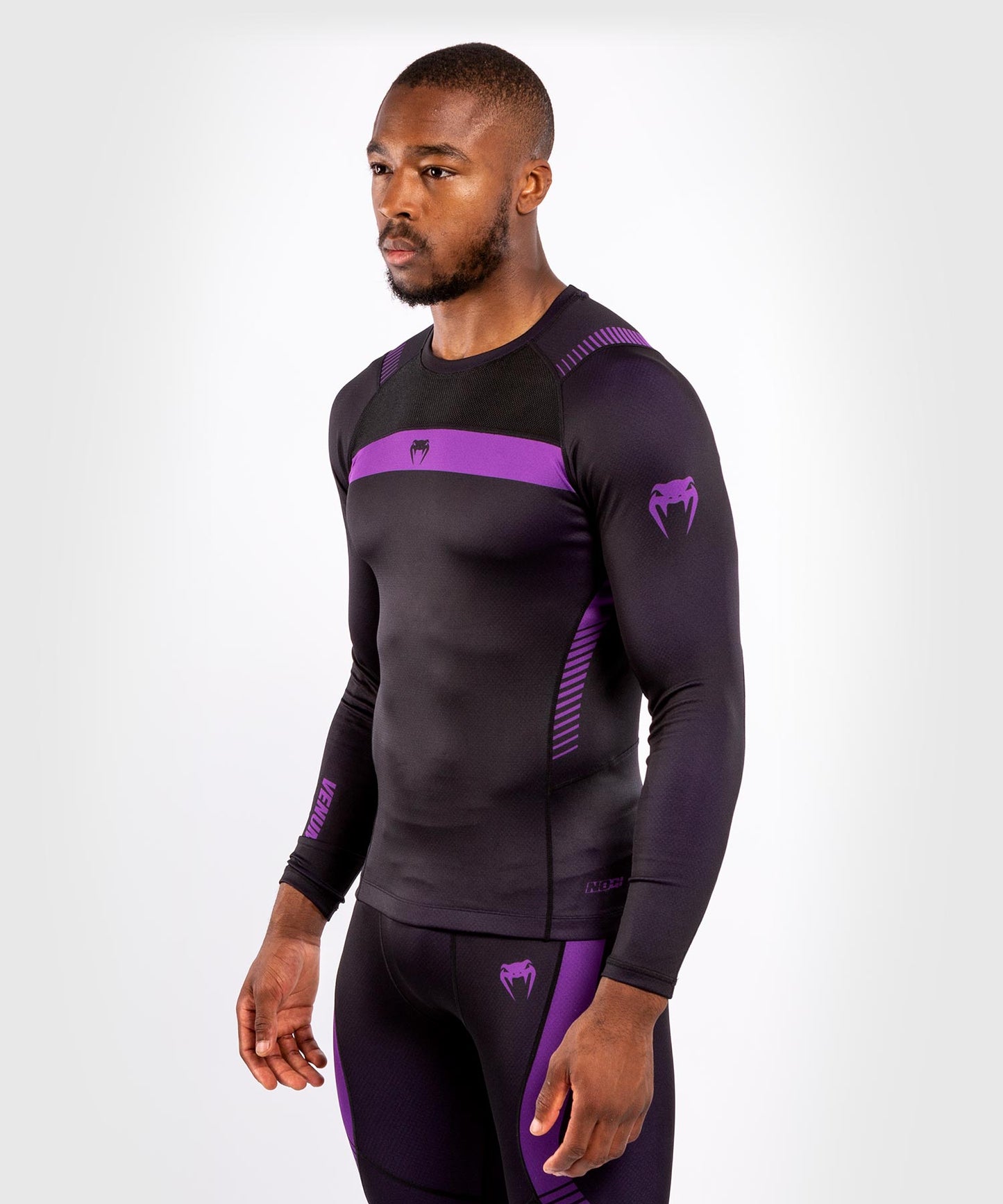 Venum No Gi 3.0 Kompressions-T-Shirt – Langarm - Schwarz/Lila