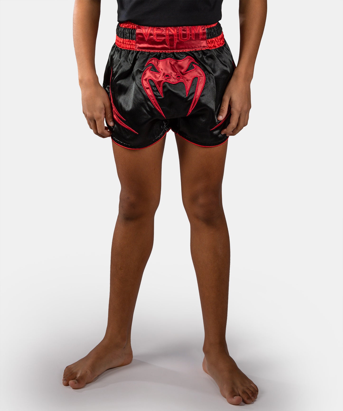 Venum Attack Kids Muay Thai Shorts - Black/Red