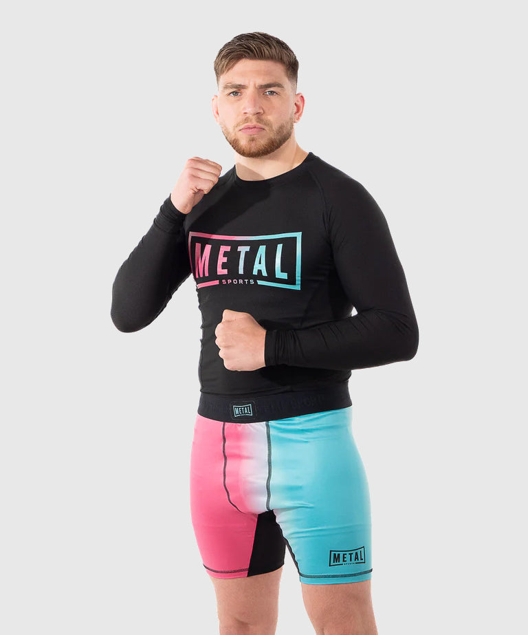 Metal Boxe Performance Miami Long Sleeve Rashguard - Pink/Blue
