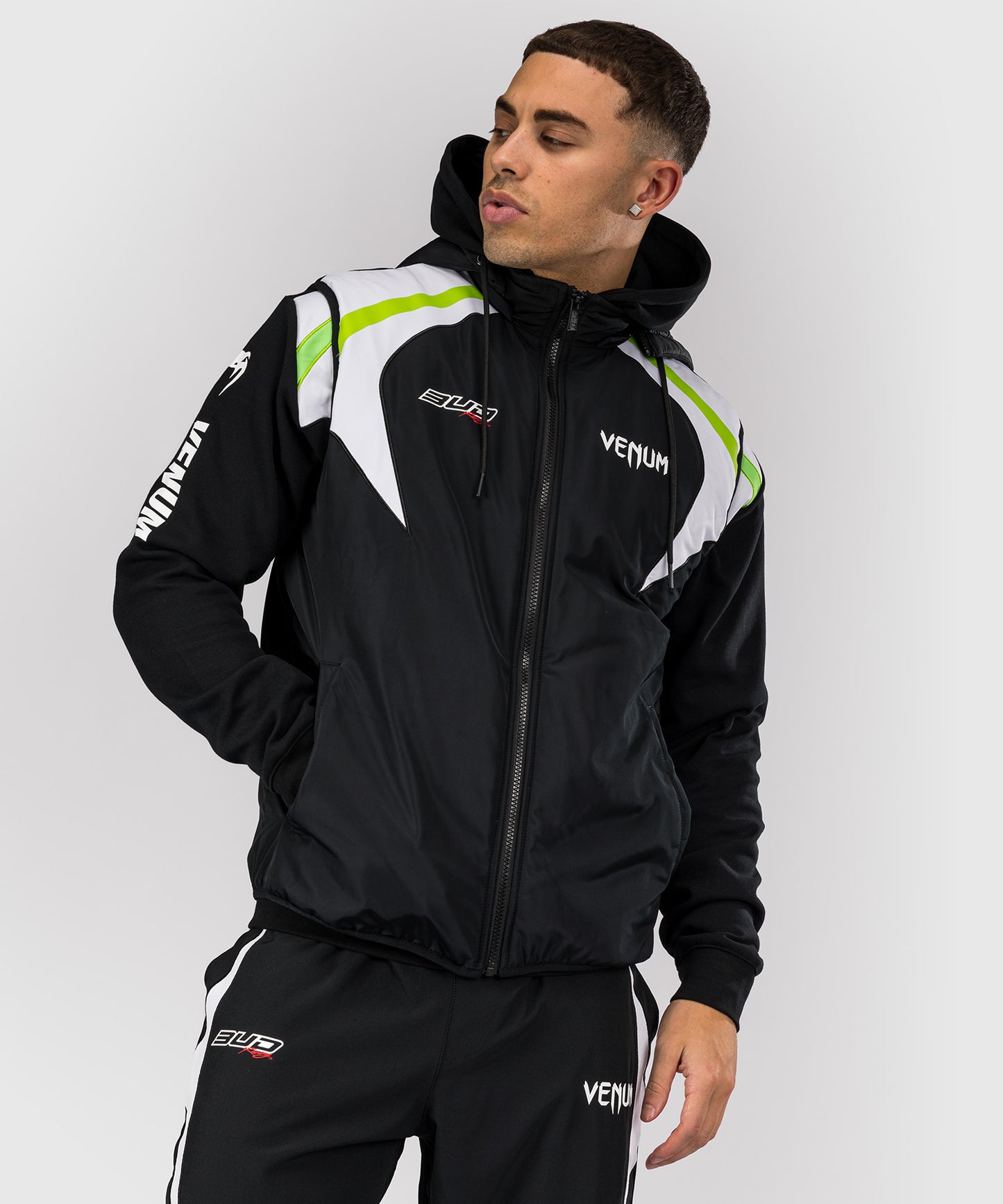 Venum x Bud Racing Men's Sleeveless Down Jacket - Black/White/Lime Green