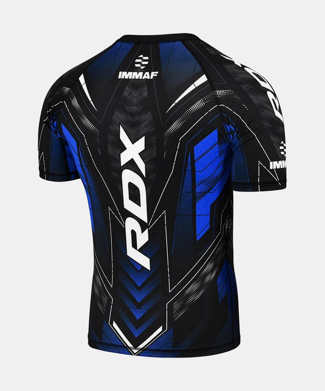 T-shirt de Compression Rdx Approuvé IMMAF - Noir/Bleu