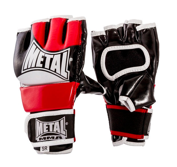 Metal Boxe Gants Combat Libre – Negro/Rojo/Blanco