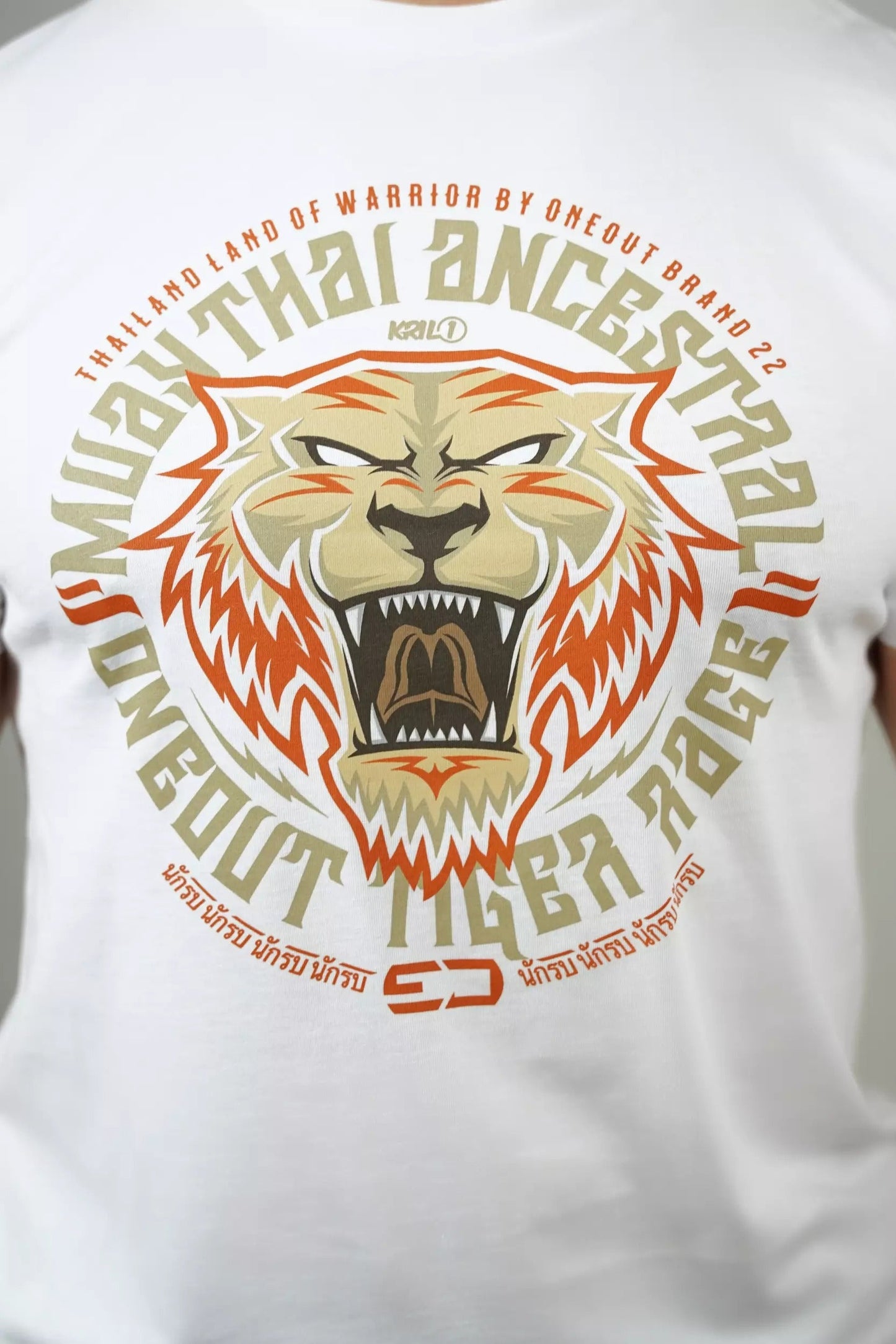 Oneout Tiger Rage Trainings-T-Shirt - Weiß