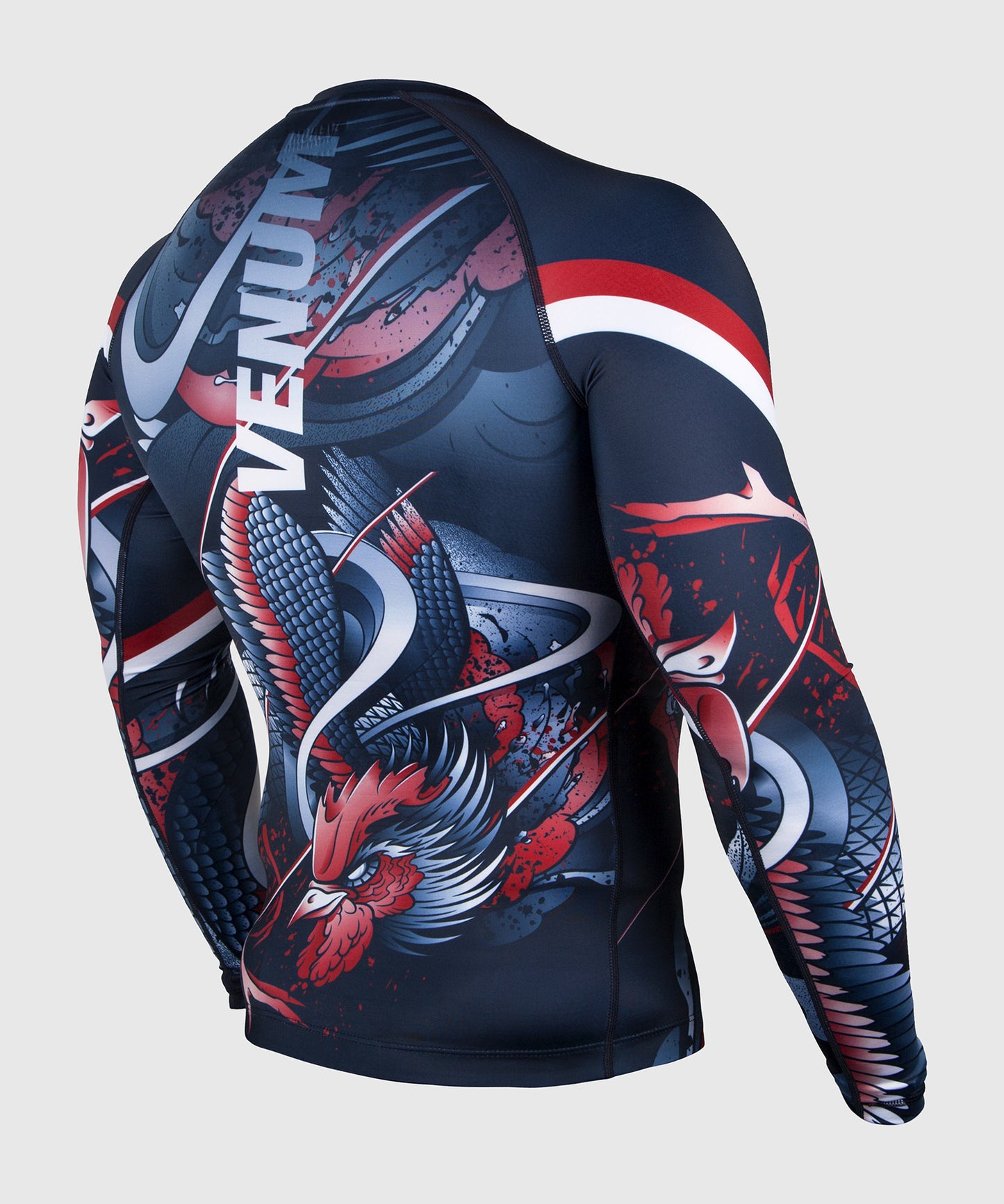 Venum Rooster Rashguard - Long Sleeves - Navy Blue/Orange