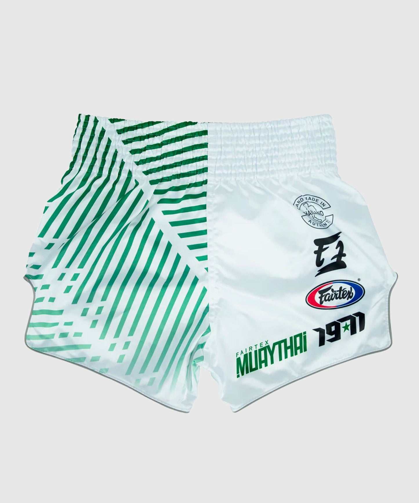 Fairtex Racer Pantalones de Muay Thai - Blanco/Verde