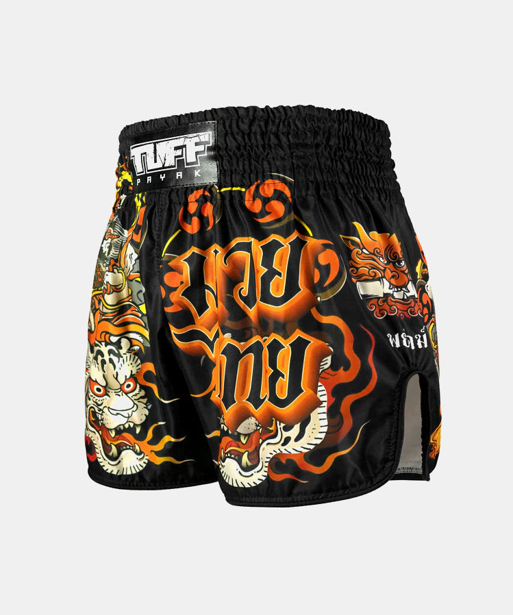 Tuff Payak Raijin The Thunder God Muay Thai Shorts - Schwarz