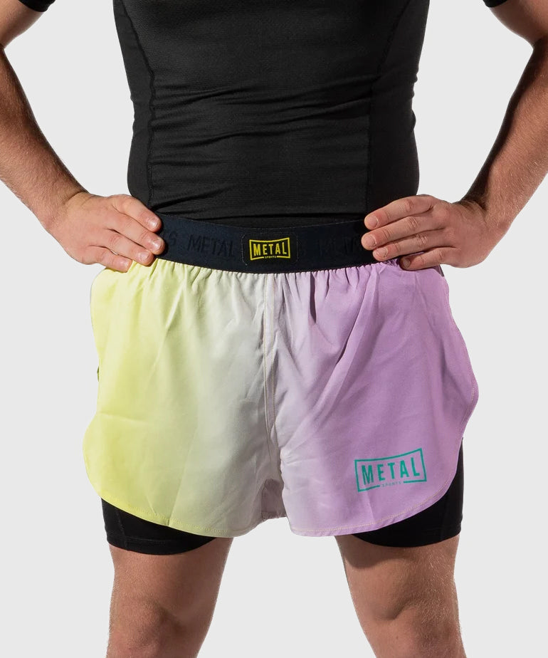 Metal Boxe Post Cutting Treats Pantaloncini da Combattimento 2 in 1 - Viola