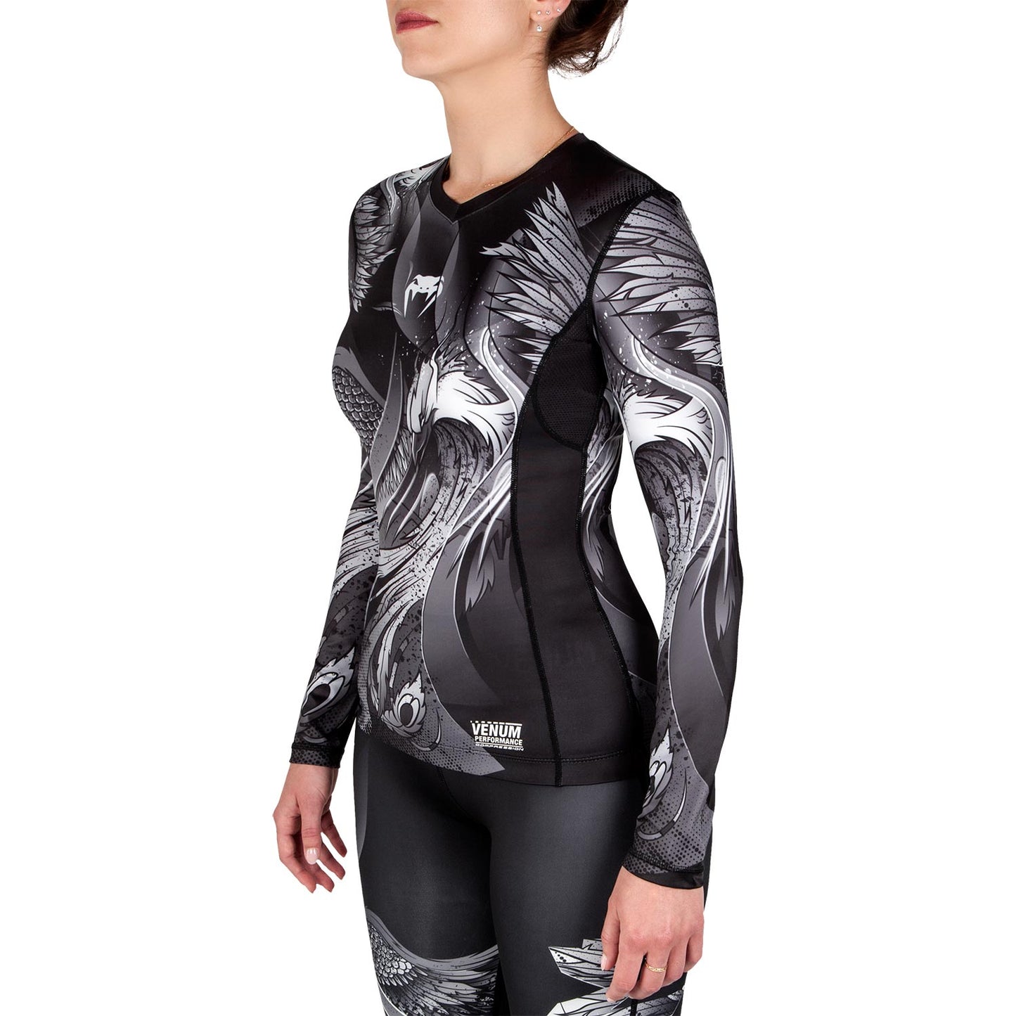Venum Phoenix Rashguard - Long Sleeves - Black/White - For Women
