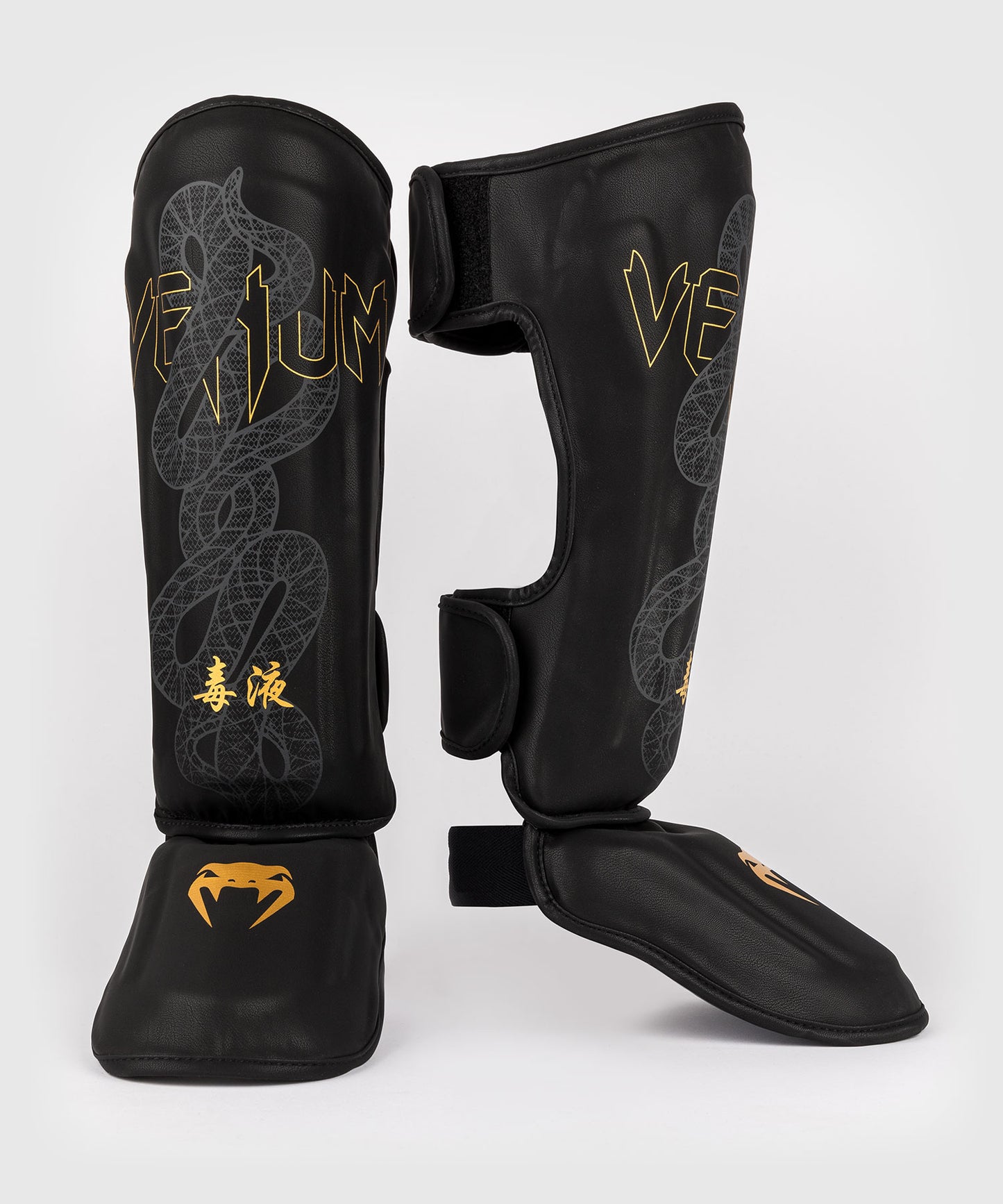 Venum Serpenti Shin Guards - Black/Silver/Gold