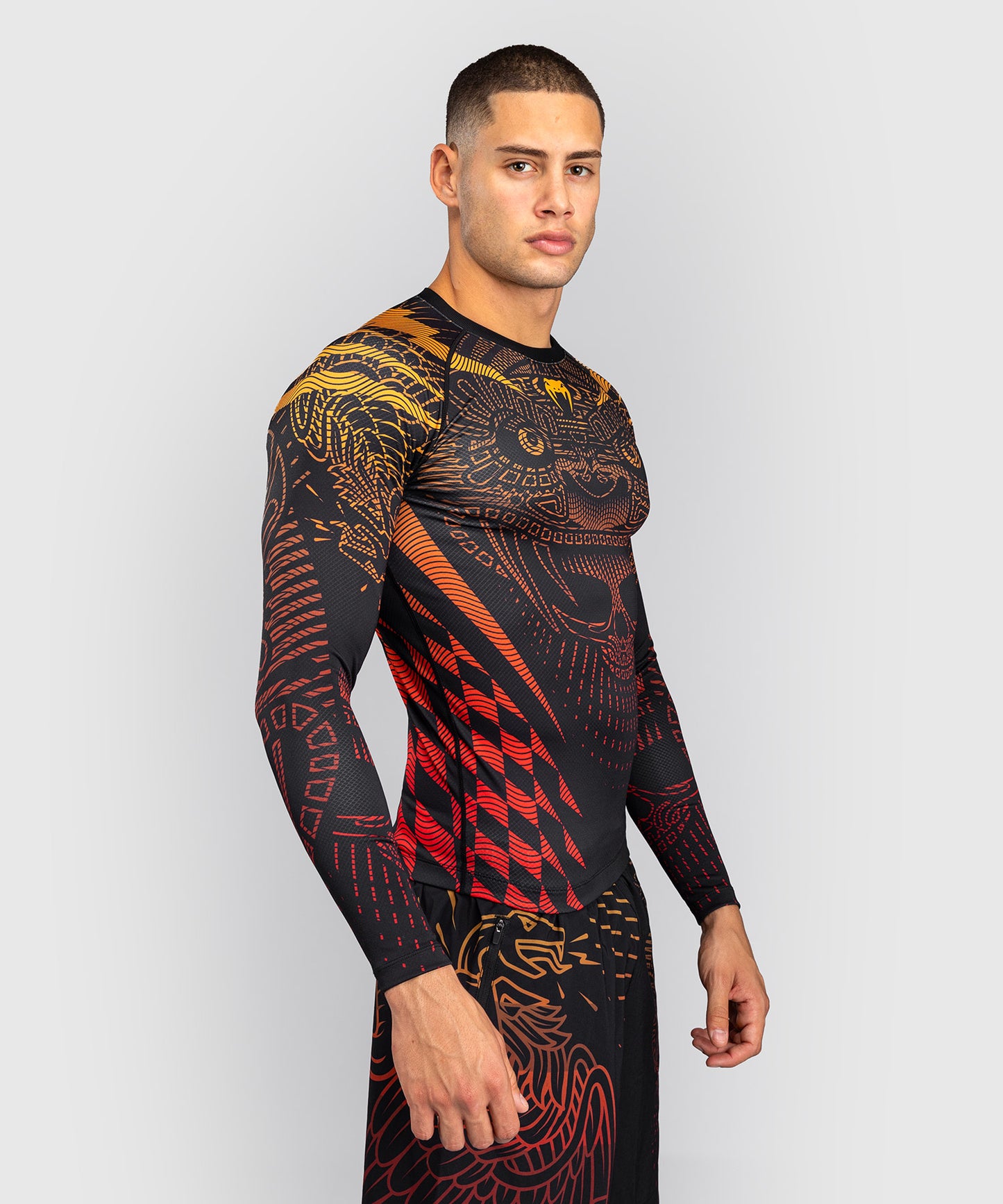 Venum Quetzal Fury Langarm Rashguard - Schwarz/Fury Rot/Tangerine