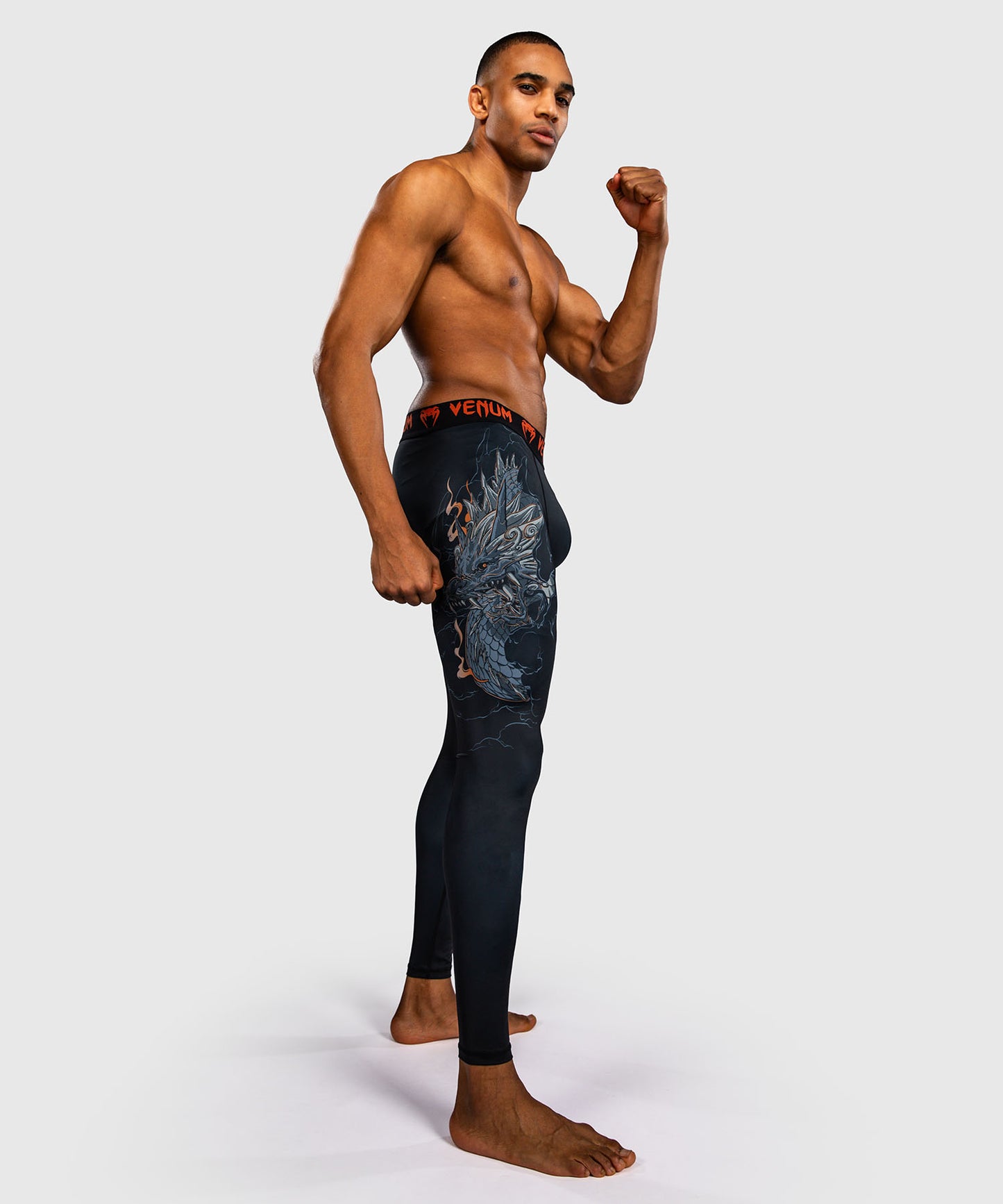 Pantalon de compression Venum Thunder Dragon – Noir/Gris/Cuivre