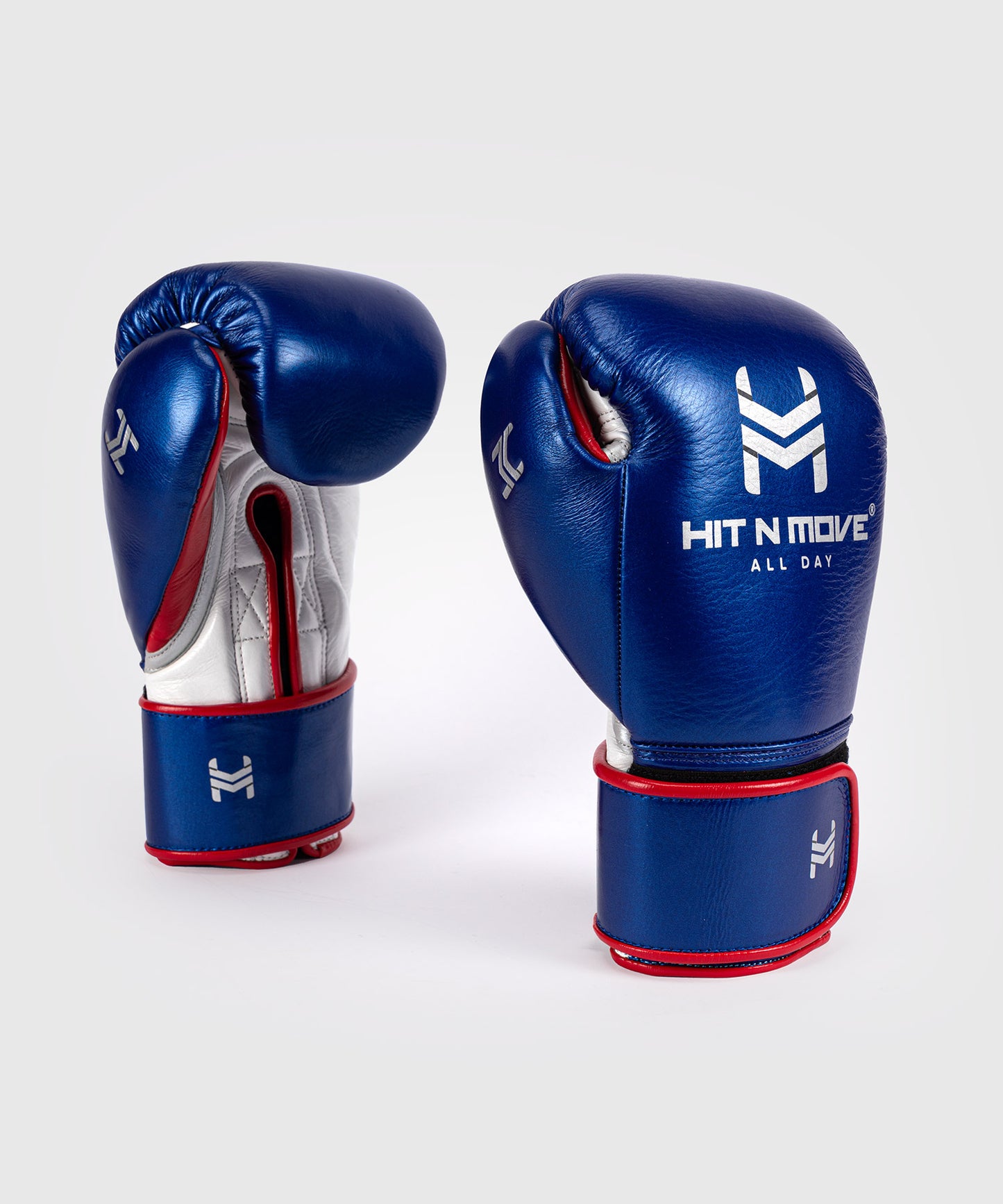 Hit N Move All Day® Pro Agility Guantes de Boxeo - Azul/Blanco/Rojo