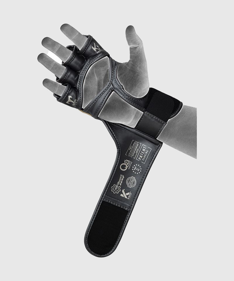 RDX Aura T-17 Grappling MMA Gloves - Black/White/Gold