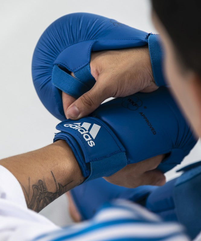Adidas Guanti da Karatè WKF senza Pollice - Blu