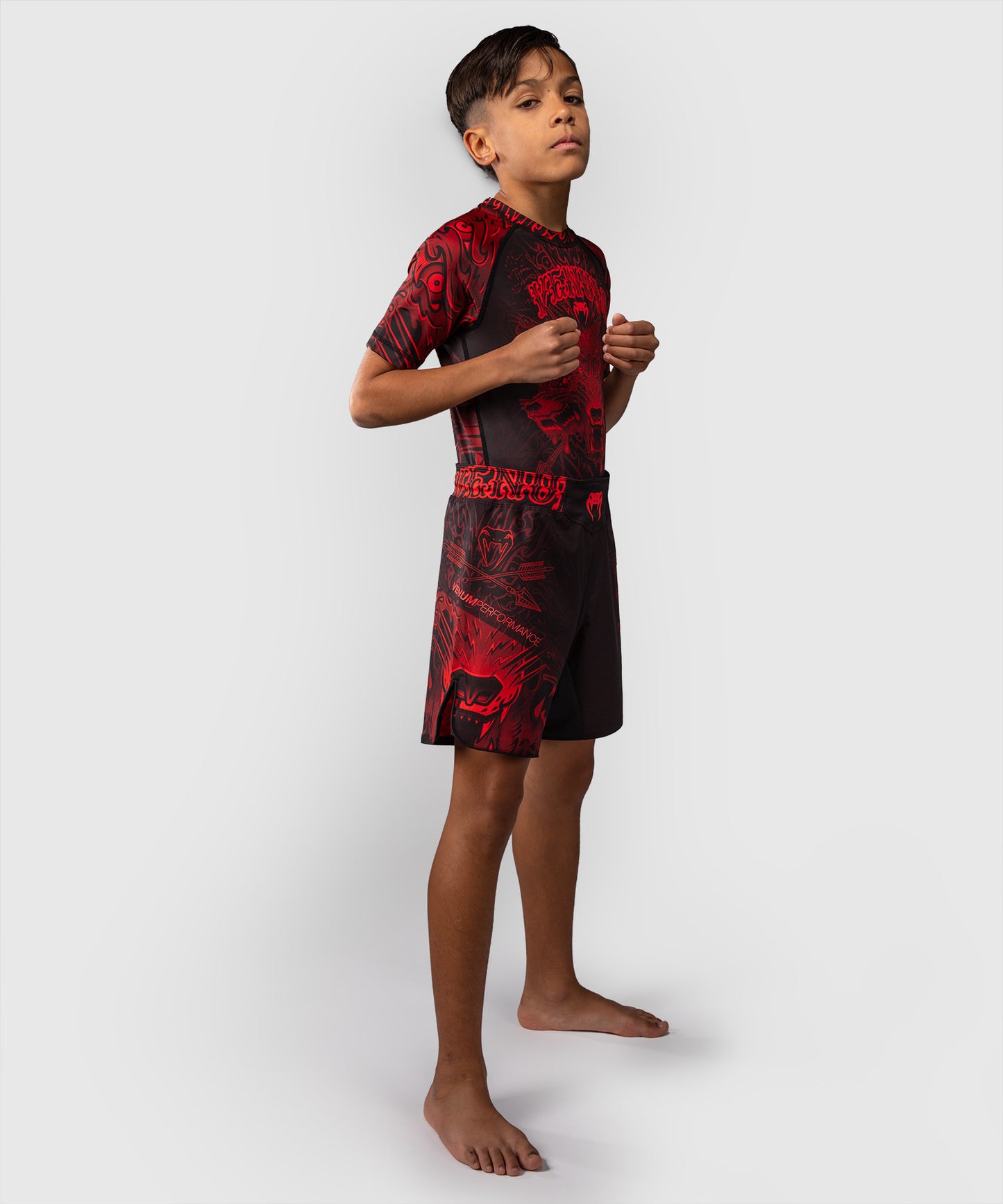 Venum Wolf Atak Kinder Fightshorts – Schwarz/Rot