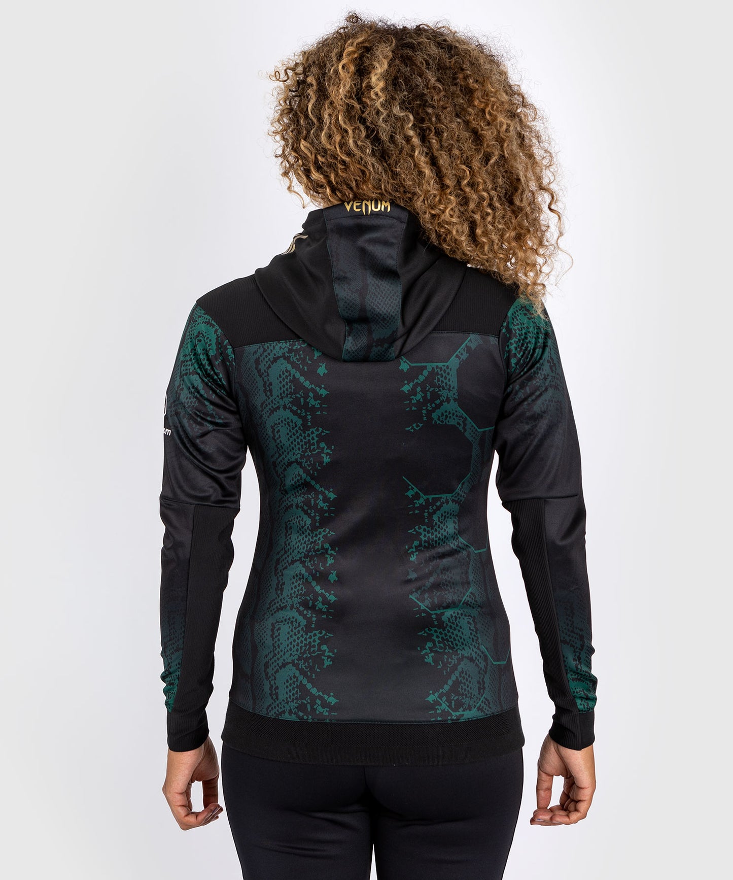UFC Adrenaline by Venum Authentic Fight Night Women’s Walkout Hoodie - Emerald Edition - Green/Black/Gold