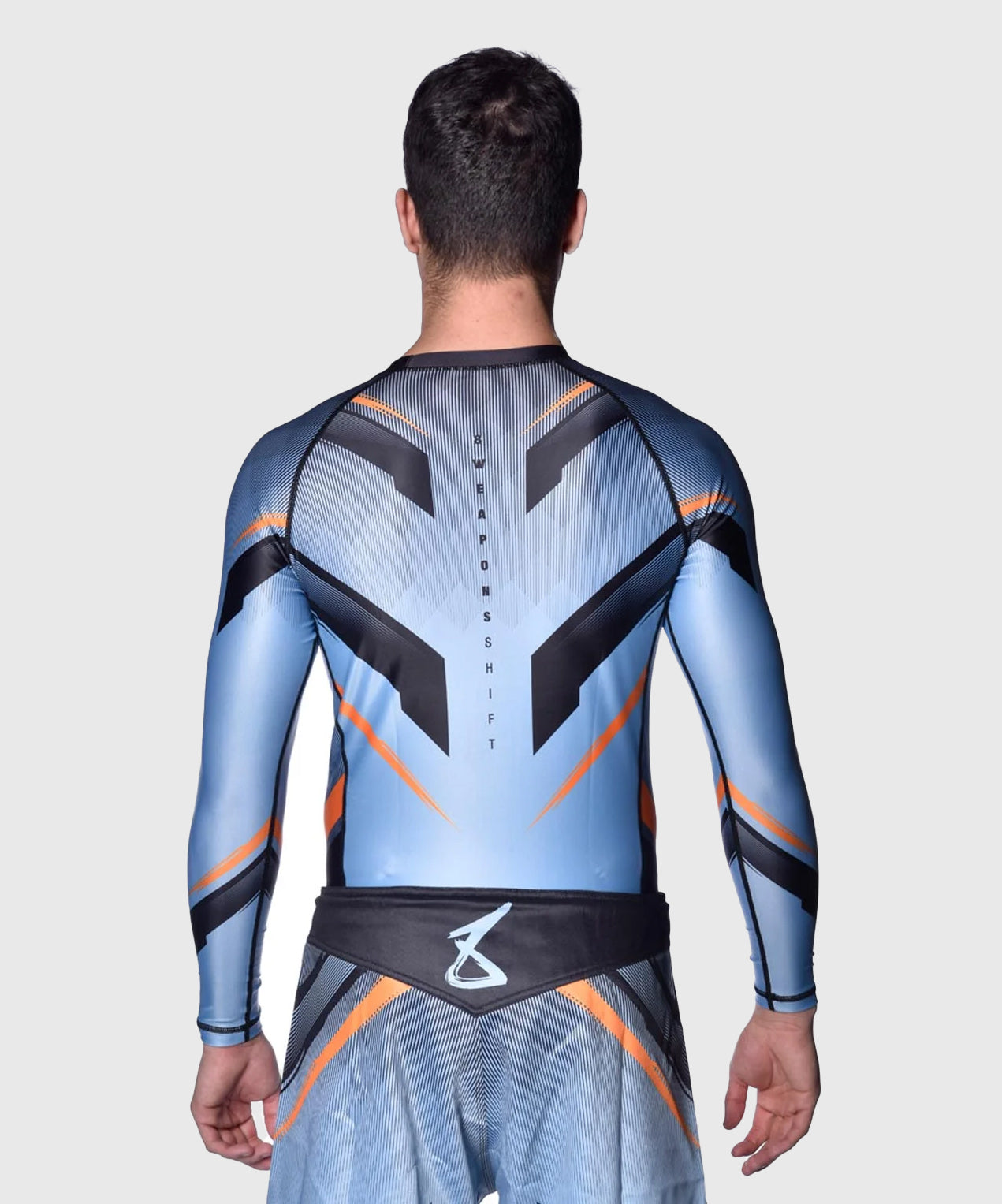 8 Weapons Shift Long Sleeve Rashguard - Blue/Black/Orange