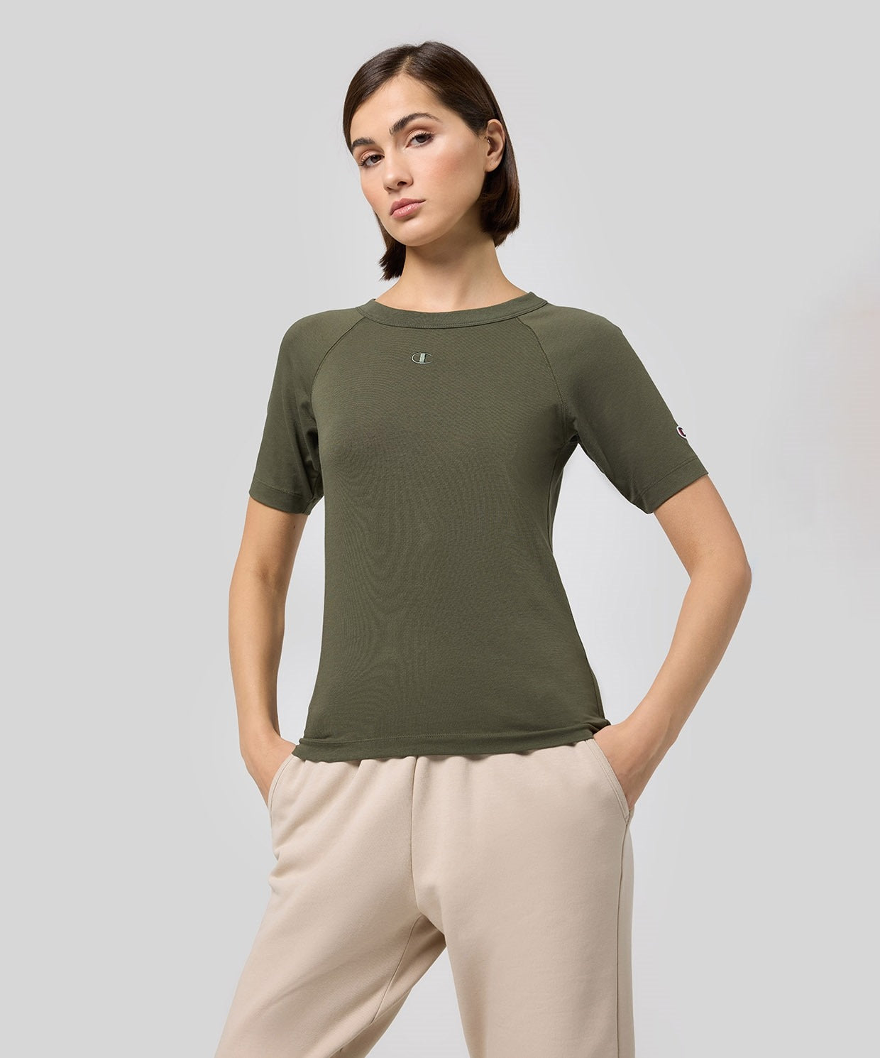 Champion T-Shirt Girocollo Donna – Khaki
