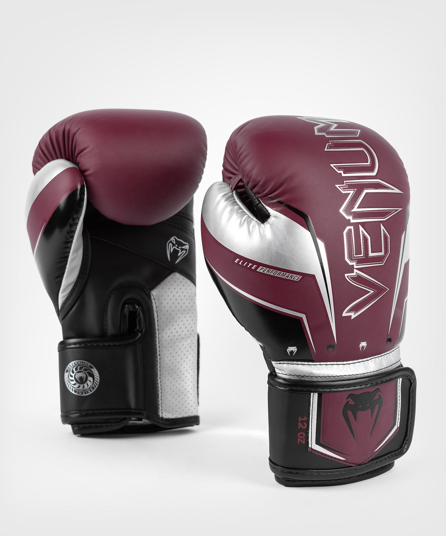 Gants de Boxe Venum Elite Evo - Rouge Bordeaux/Argent