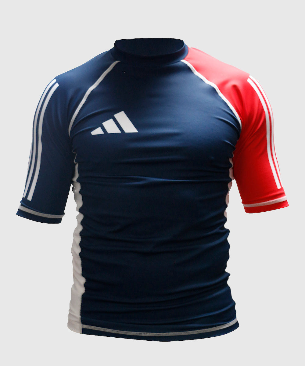 Adidas Kurzarm Kompressionsoberteil - Blau/Weiß/Rot
