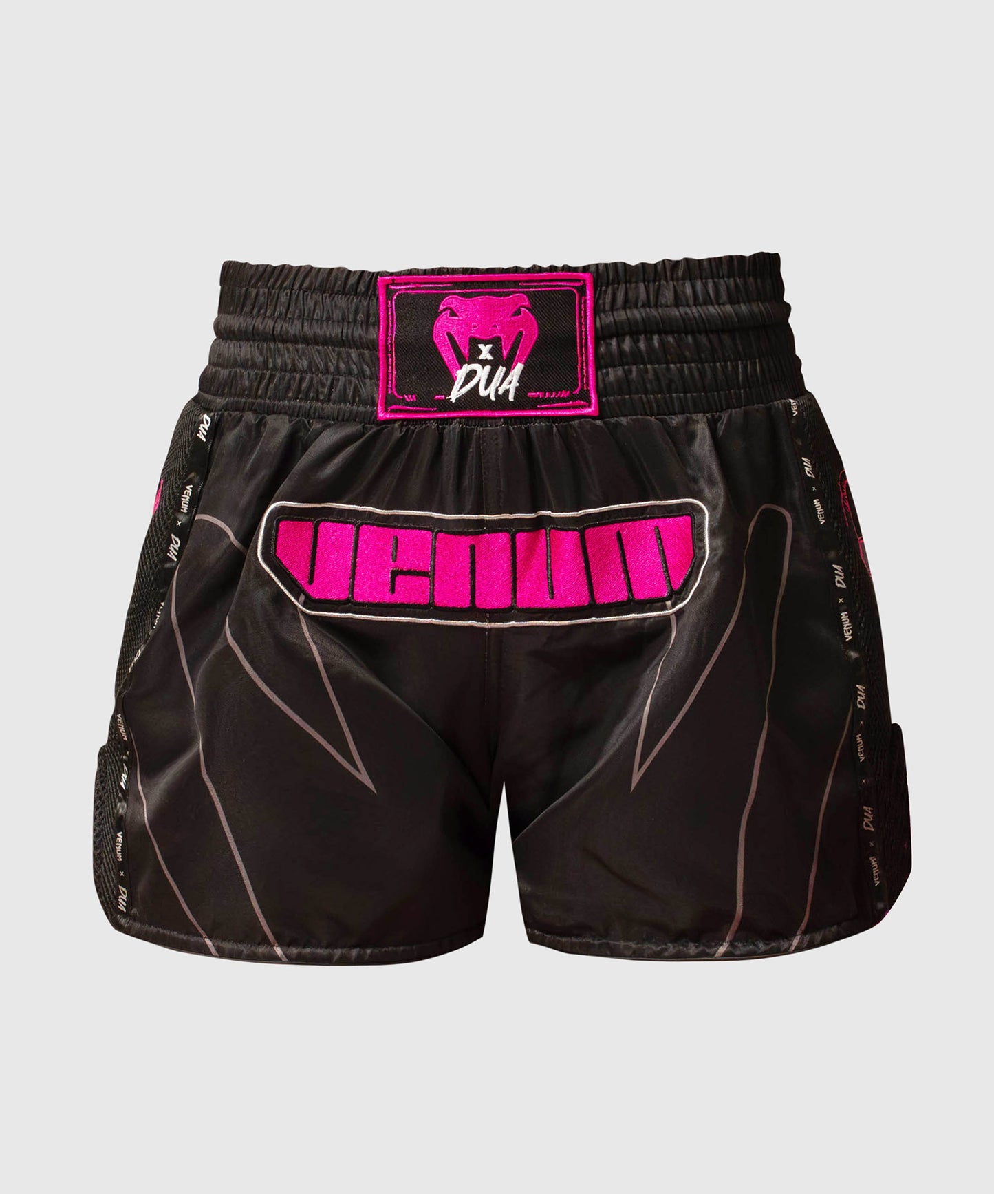 Venum x Dua Muay Thai Pantalones Cortos - Negro/Rosa Fucsia